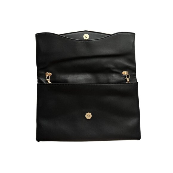 Urban Expression Envelope Bag Blue Black Croc Leather Gold Chain Flap Close - Picture 3 of 8